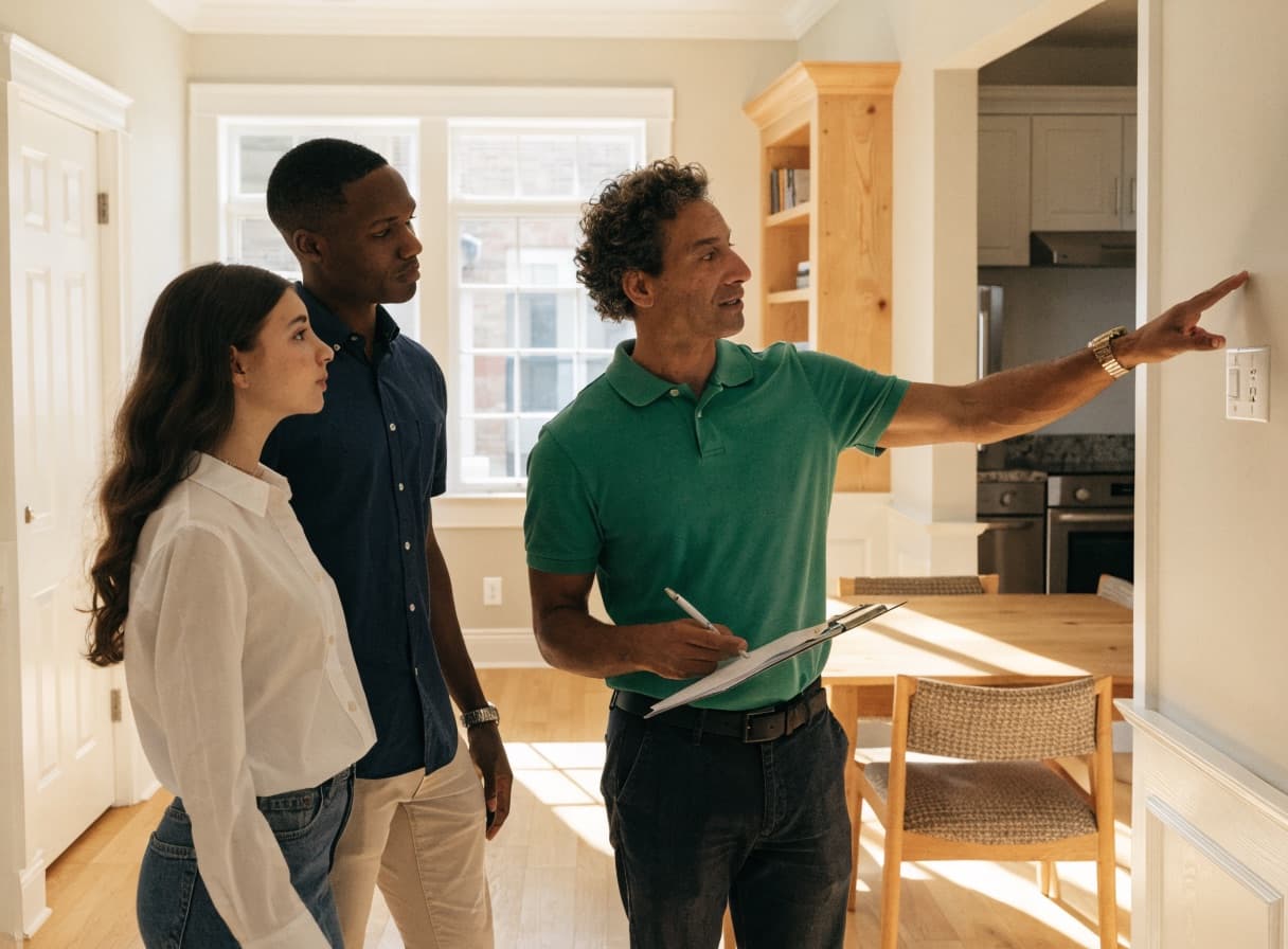 Home buyer attending inspection with Jim Gentile on Long Island
