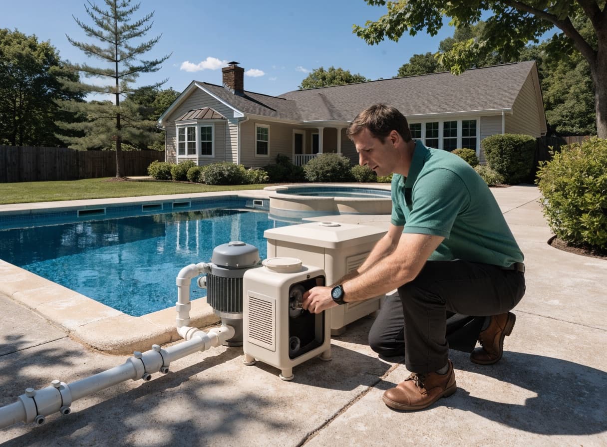 Pool and spa inspection Long Island backyard inground pool